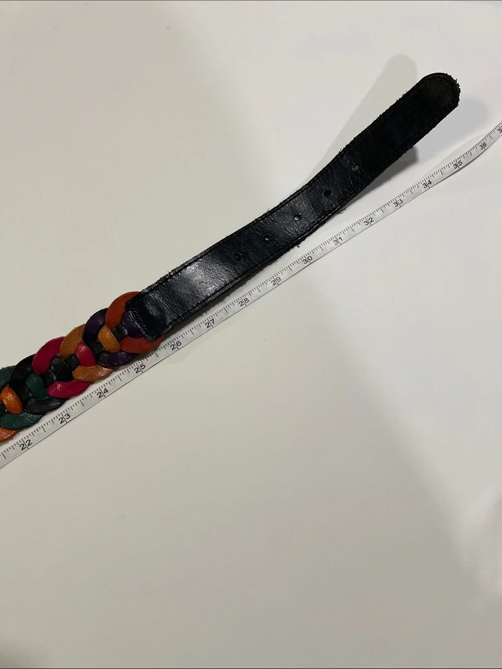Vintage multi color/black genuine leather belt - Made in Thailand, medium